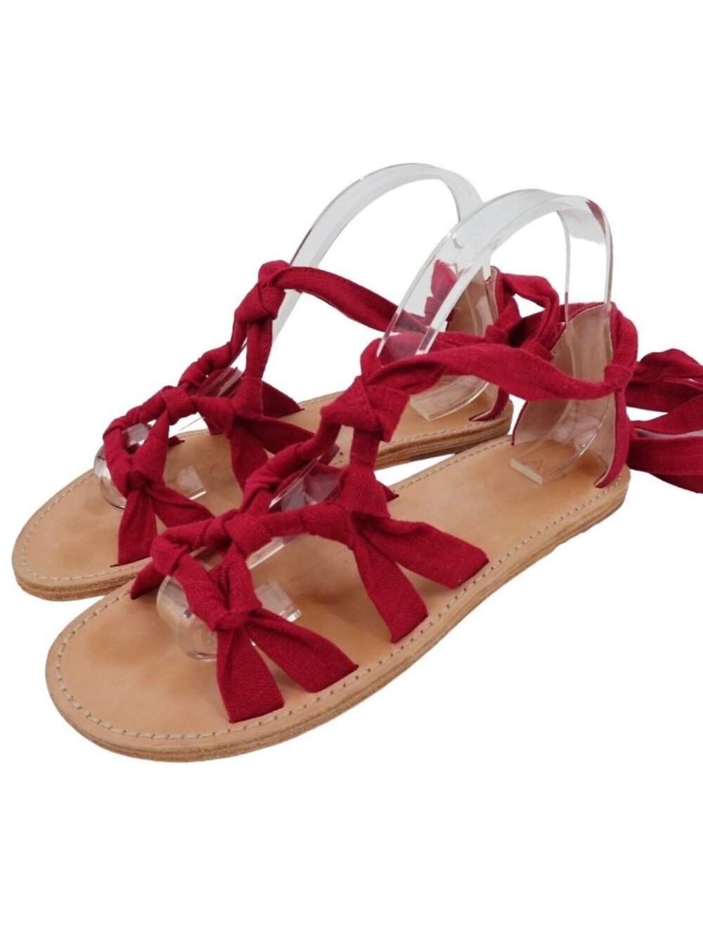 AD & Daughters Womens 8 Bristela Red Lace Up Flat Gladiator Sandals Open Toe